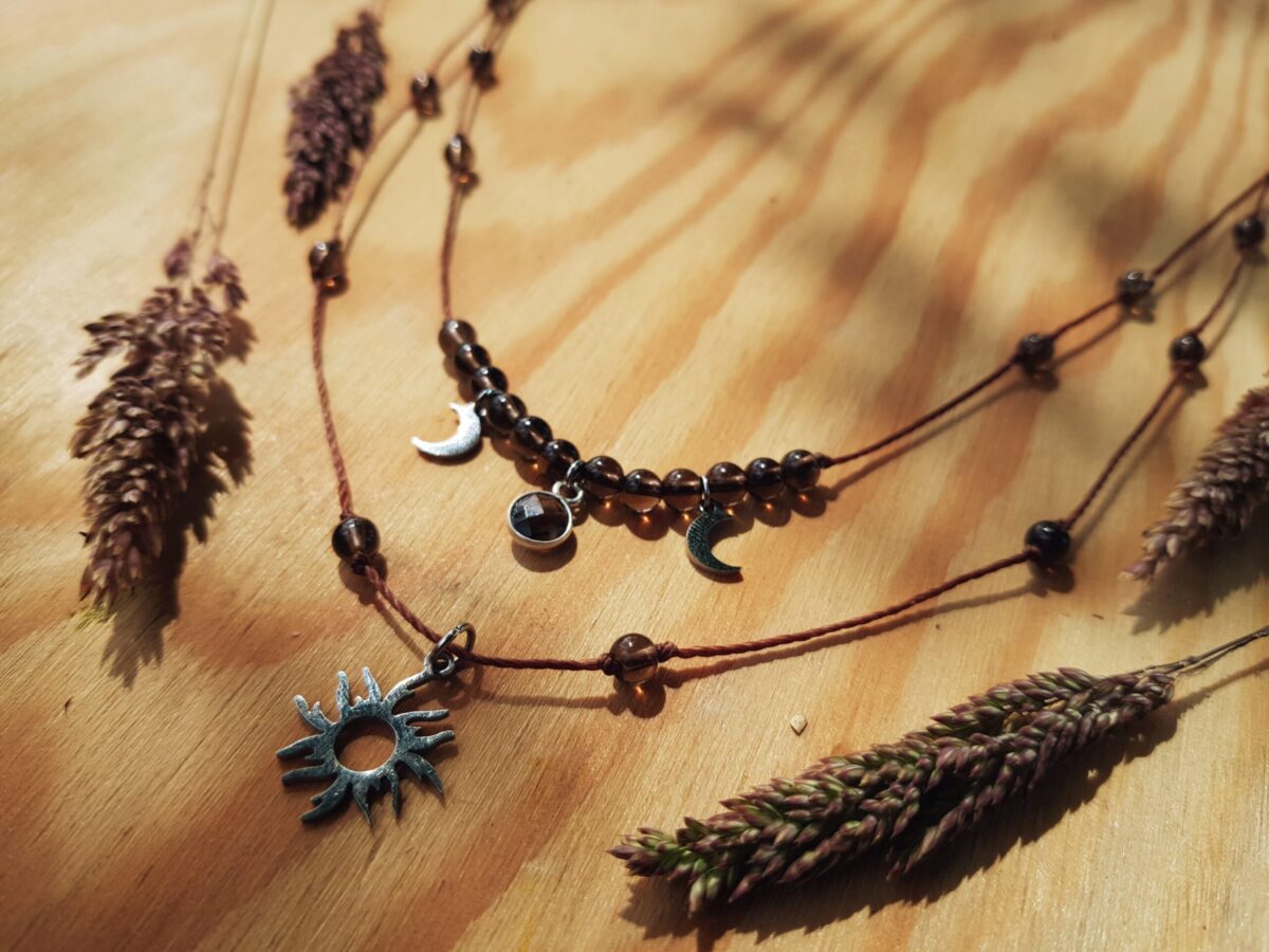 Podwójny naszyjnik "Wsparcie Zmian" - Kwarc dymny