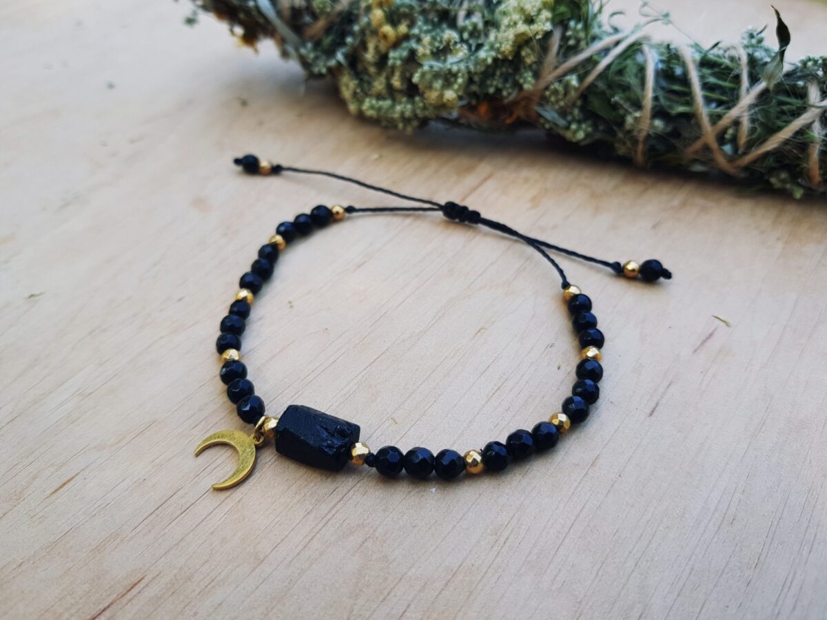 Bransoletka "Opiekunka Księżycowa" - Turmalin, Onyks, Hematyt