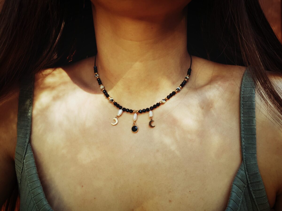 Naszyjnik " Strażniczka Pełni" - Turmalin, Perły, Jaspis, Hematyt