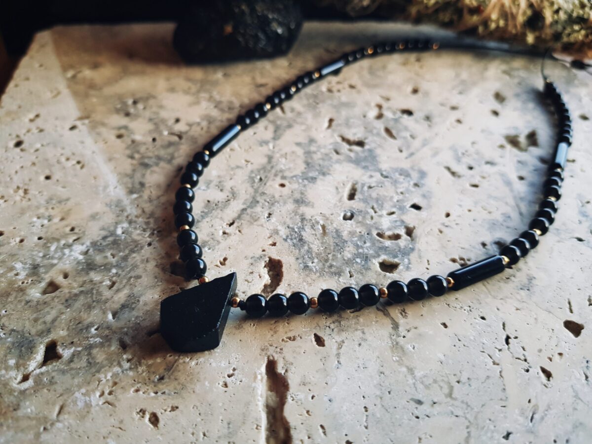 Naszyjnik ochronny - Turmalin, Obsydian, Onyks, Hematyt - obrazek 14