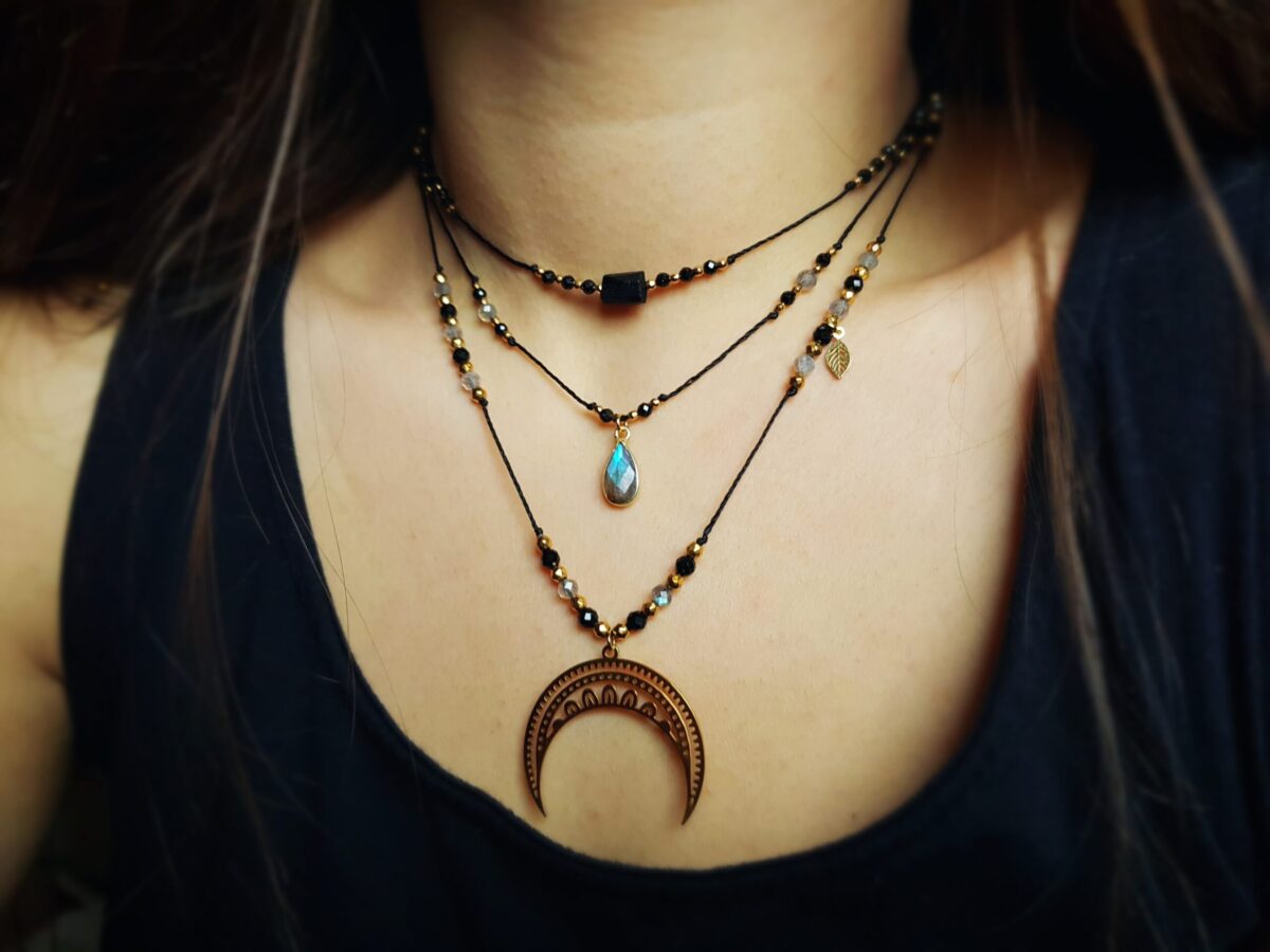 Naszyjnik "Magiczny Medalion Ochronny" - Labradoryt, Turmalin, Hematyt - obrazek 7