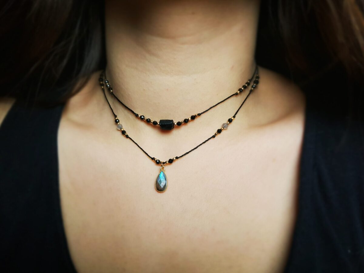 Naszyjnik "Magiczny Medalion Ochronny" - Labradoryt, Turmalin, Hematyt - obrazek 5