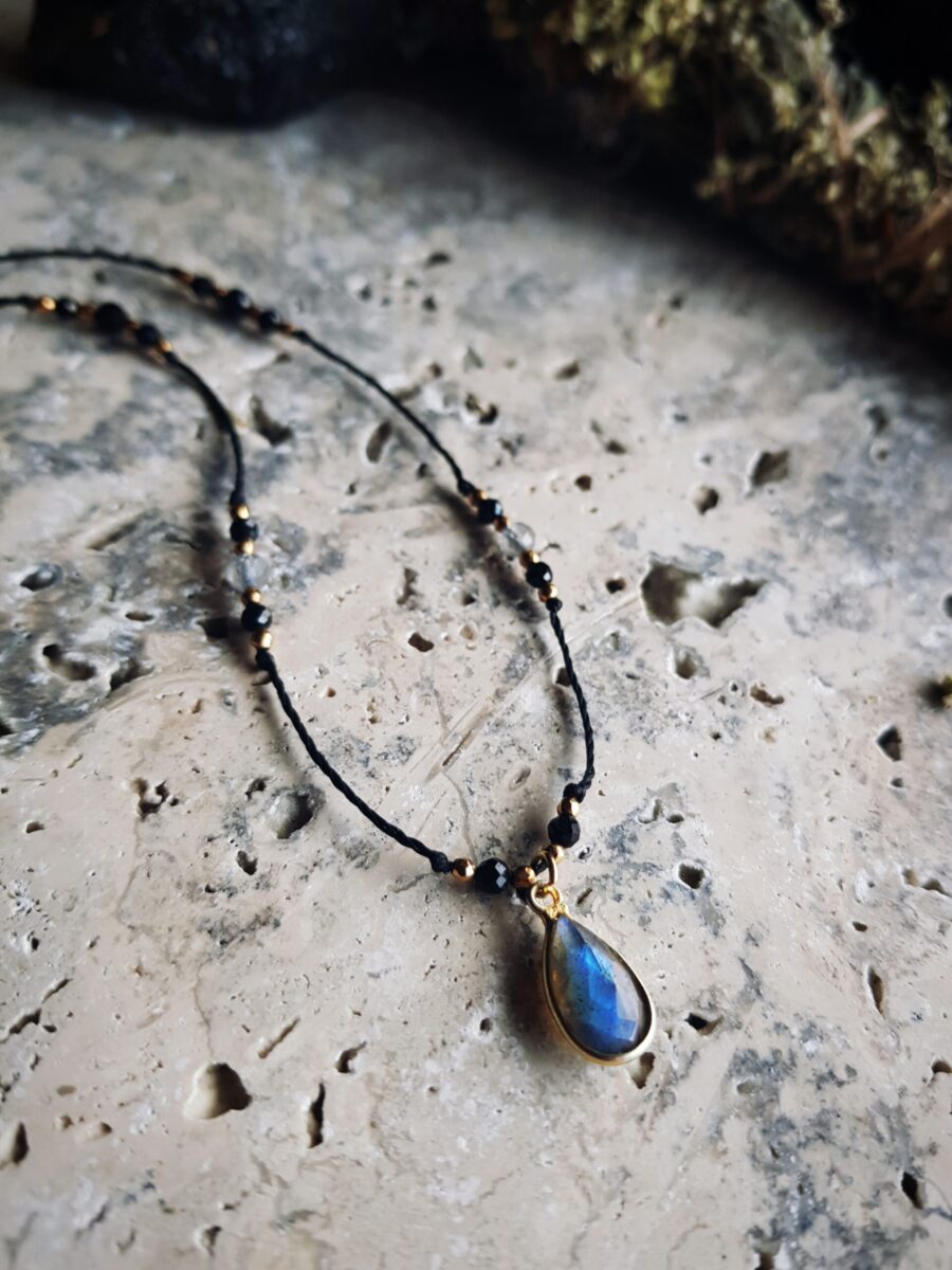 Naszyjnik "Magiczny Medalion Ochronny" - Labradoryt, Turmalin, Hematyt - obrazek 4