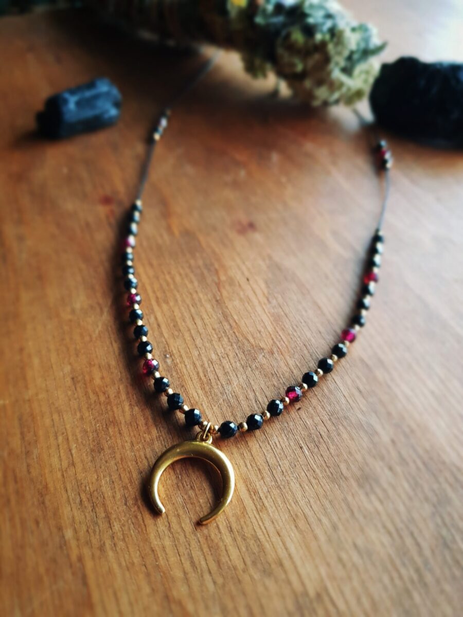 Naszyjnik "Jestem Pełnią" - Turmalin, Granat, Hematyt - obrazek 2