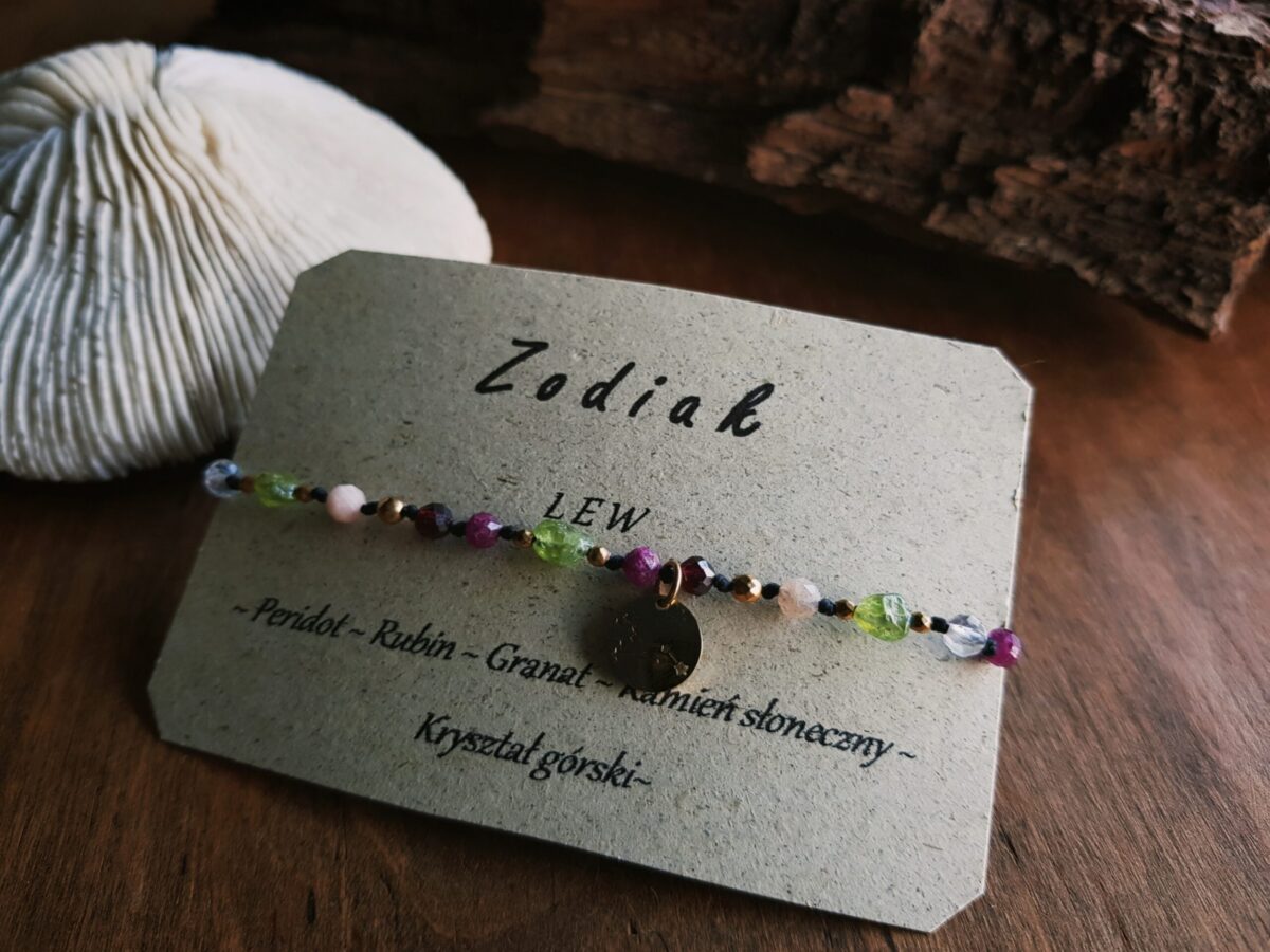 Bransoletka Zodiakalna - Lew - Peridot, Rubin, Granat, Kamień słoneczny, Kryształ górski - obrazek 11