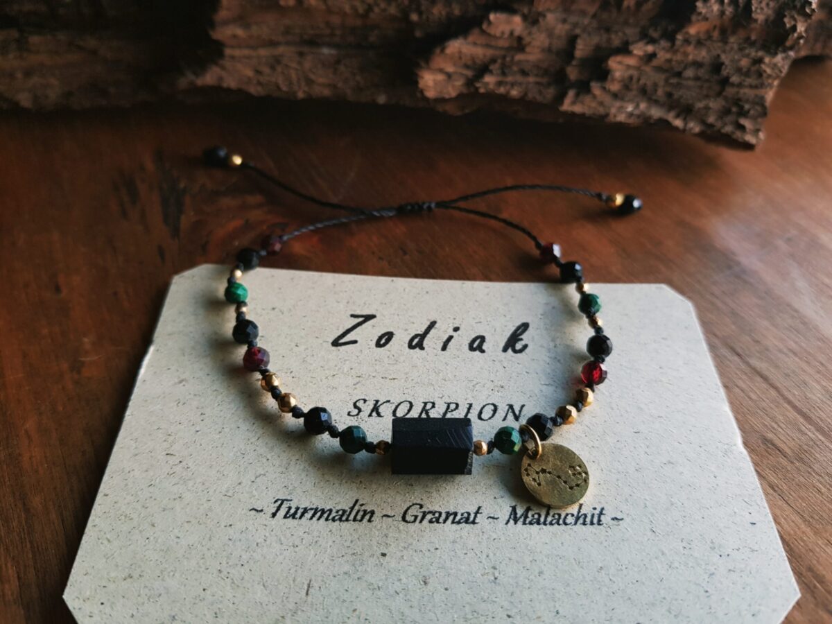 Bransoletka Zodiakalna - Skorpion - Turmalin, Granat, Malachit - obrazek 5