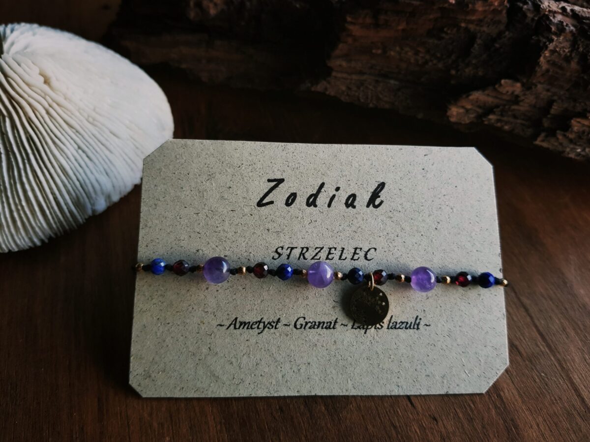 Bransoletka Zodiakalna - Strzelec -  Ametyst, Granat, Lapis lazuli - obrazek 6