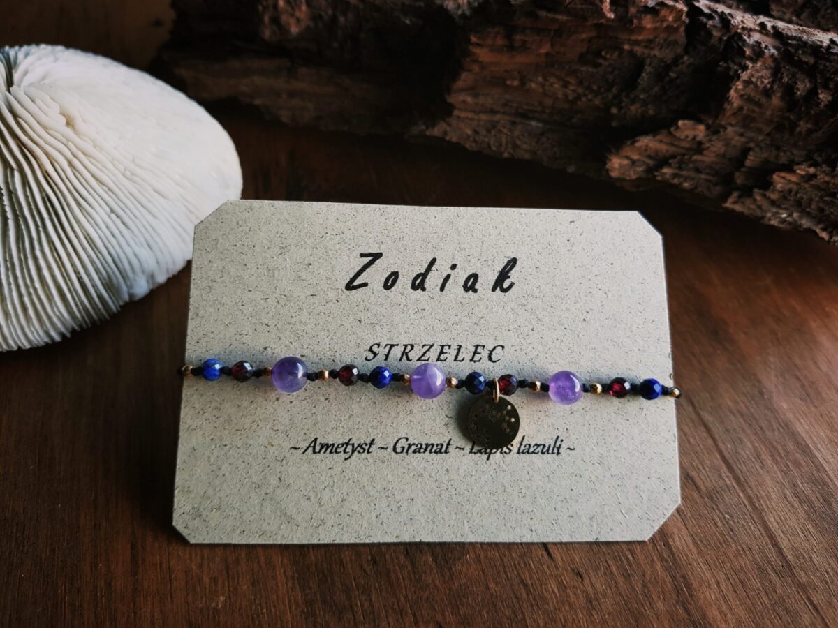Bransoletka Zodiakalna - Strzelec -  Ametyst, Granat, Lapis lazuli - obrazek 5