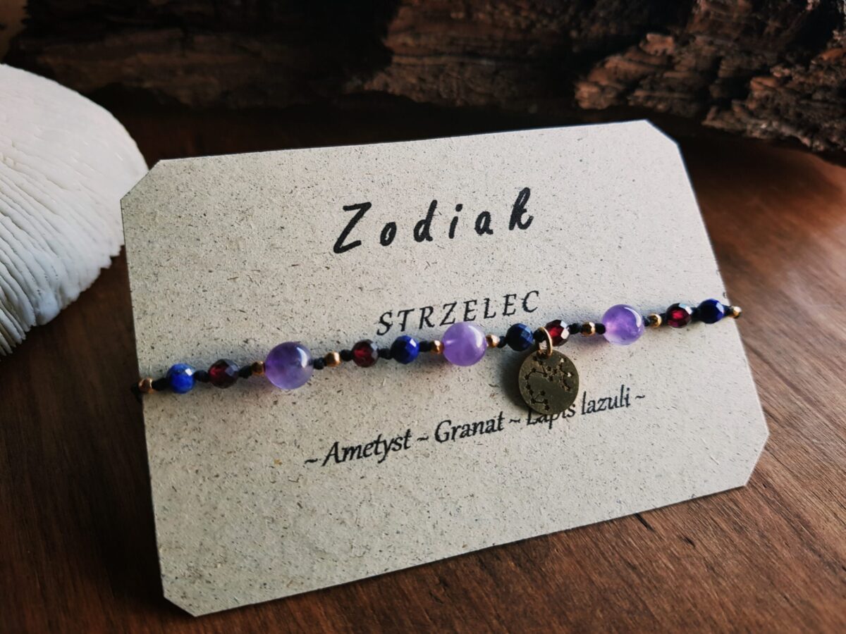 Bransoletka Zodiakalna - Strzelec -  Ametyst, Granat, Lapis lazuli - obrazek 4