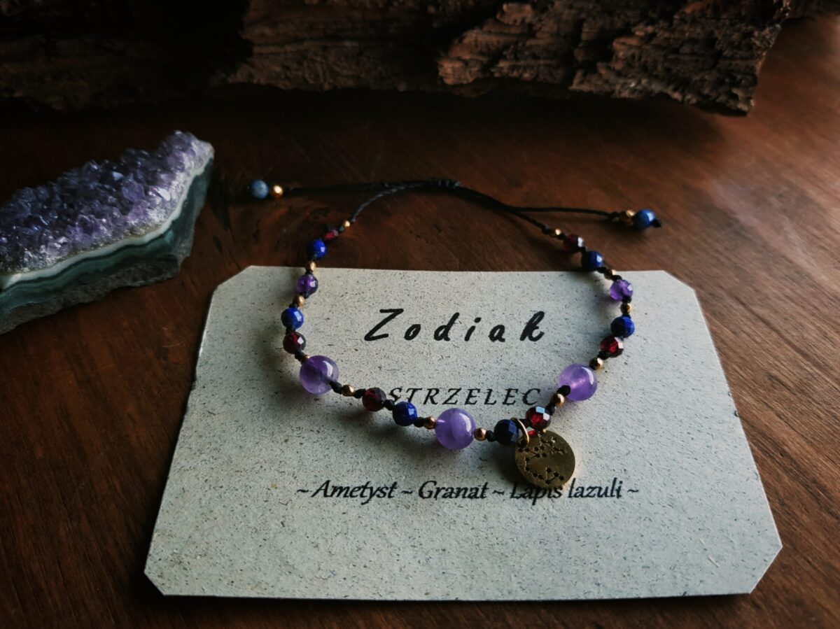 Bransoletka Zodiakalna - Strzelec -  Ametyst, Granat, Lapis lazuli - obrazek 9