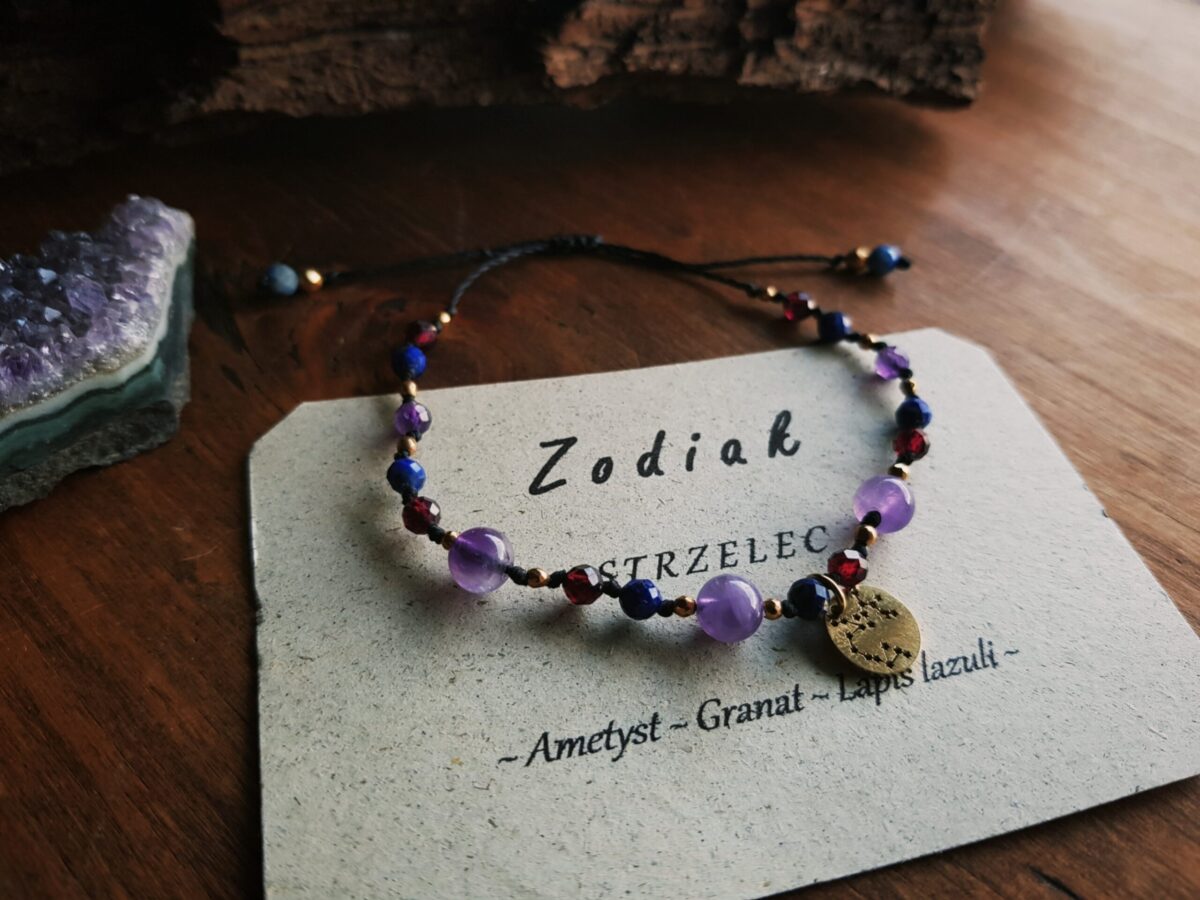 Bransoletka Zodiakalna - Strzelec -  Ametyst, Granat, Lapis lazuli - obrazek 7