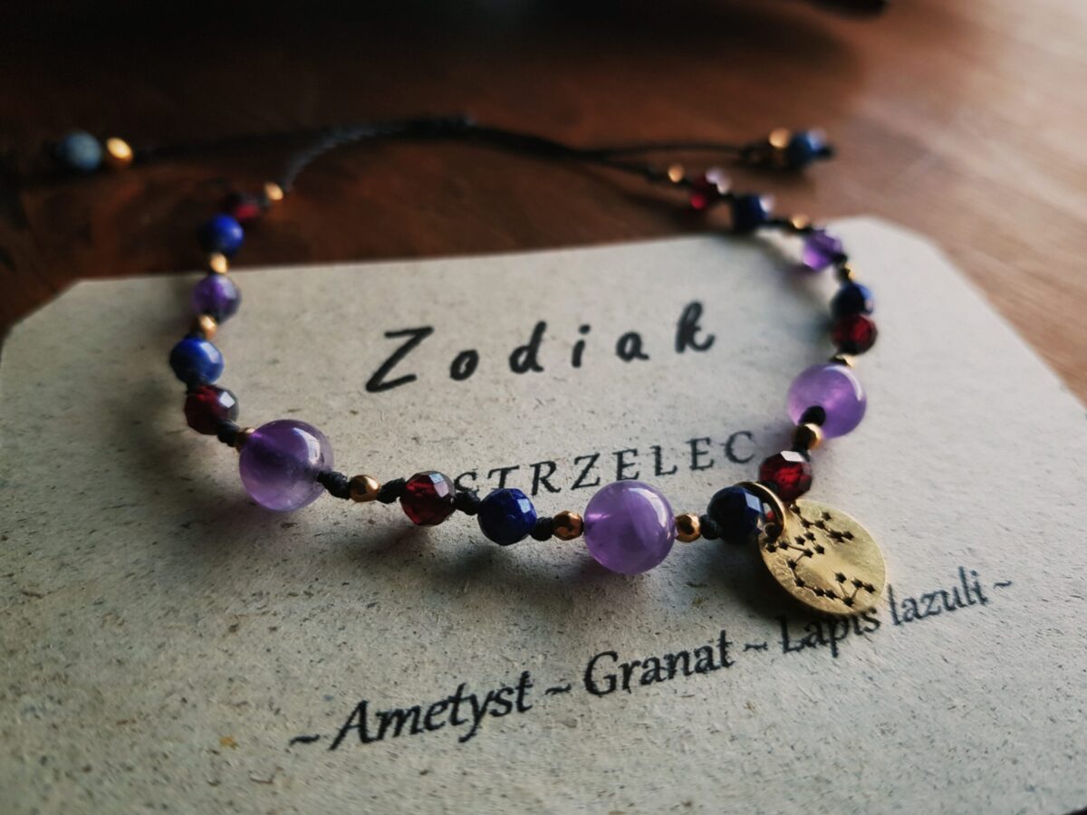 Bransoletka Zodiakalna - Strzelec -  Ametyst, Granat, Lapis lazuli - obrazek 1