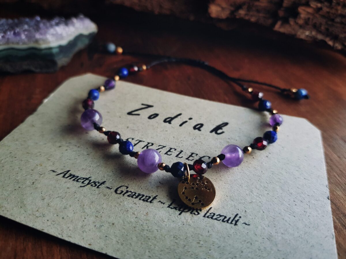 Bransoletka Zodiakalna - Strzelec -  Ametyst, Granat, Lapis lazuli - obrazek 8