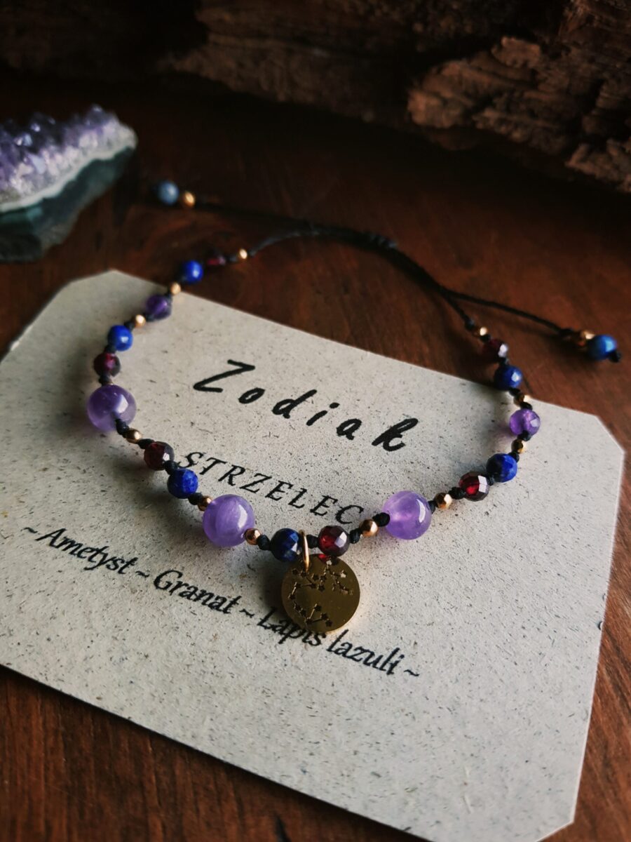 Bransoletka Zodiakalna - Strzelec -  Ametyst, Granat, Lapis lazuli - obrazek 2