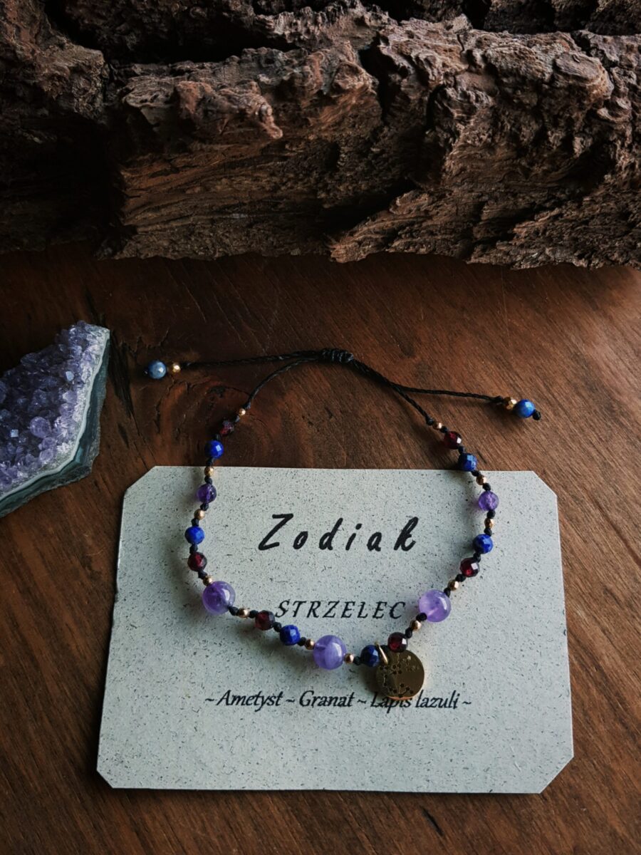Bransoletka Zodiakalna - Strzelec -  Ametyst, Granat, Lapis lazuli - obrazek 10