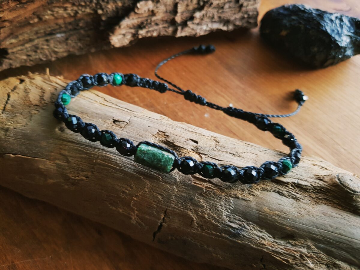 Bransoletka męska "Równowaga" -Turmalin, Lepidolit, Malachit