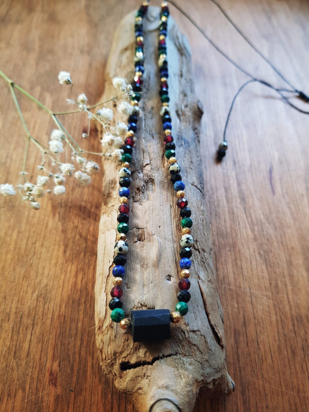 Naszyjnik "Ukojenie" - Turmalin, Granat, Jaspis, Malachit, Lapis lazuli - obrazek 5