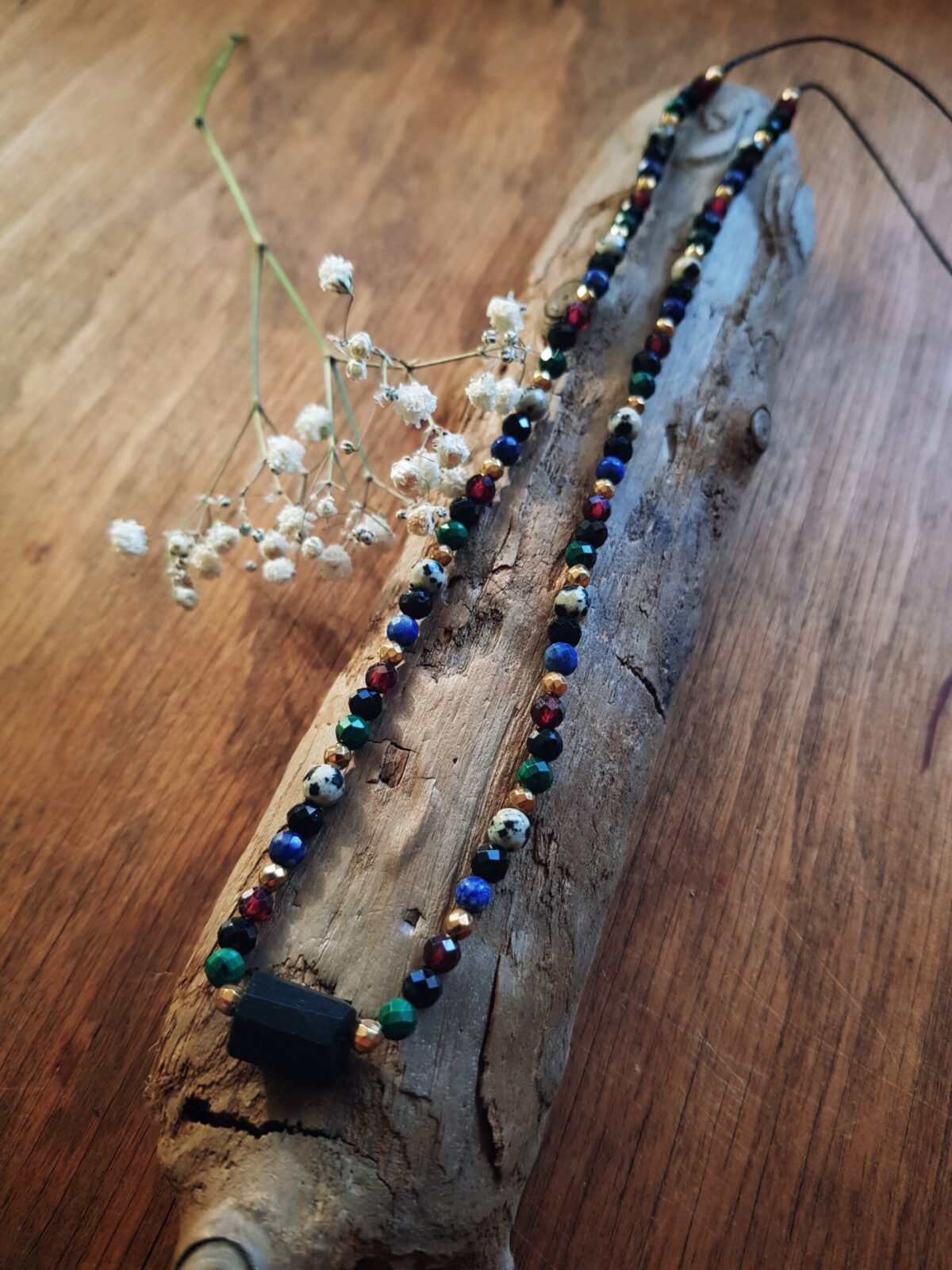 Naszyjnik "Ukojenie" - Turmalin, Granat, Jaspis, Malachit, Lapis lazuli - obrazek 8