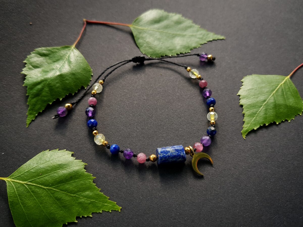 Bransoletka "Ochrona i Równowaga" - Lapis lazuli, Turmalin różowy, Ametyst, Cytryn - obrazek 3