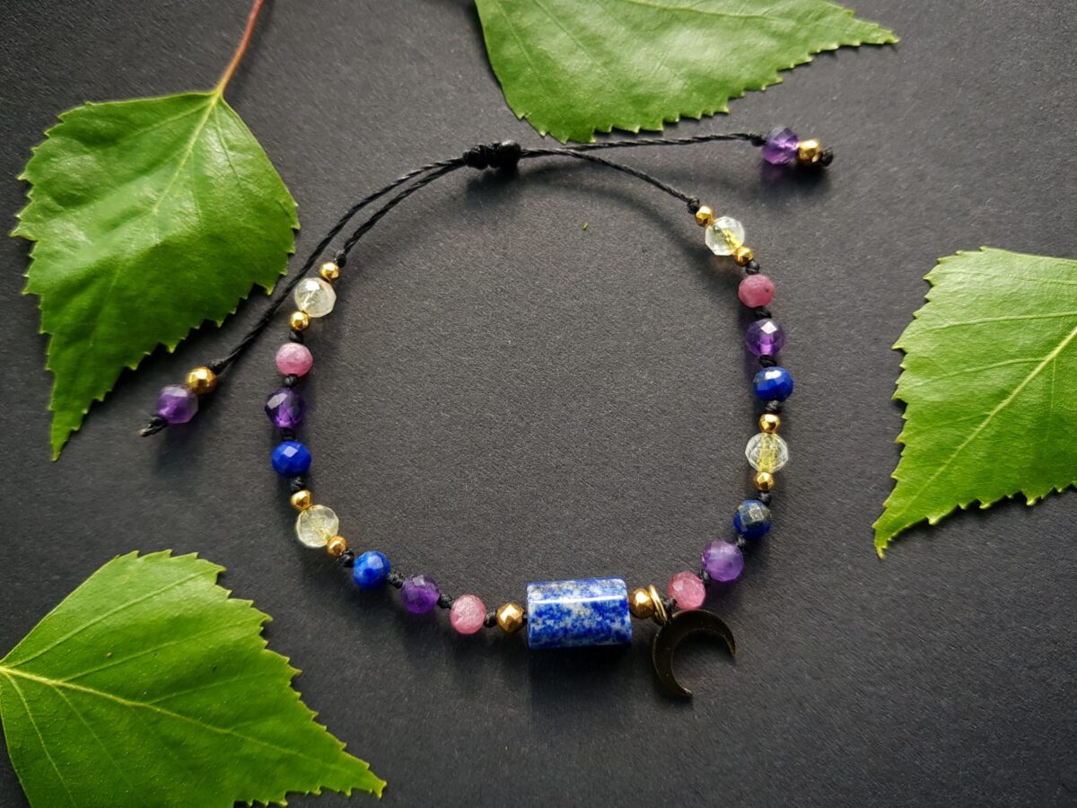 Bransoletka "Ochrona i Równowaga" - Lapis lazuli, Turmalin różowy, Ametyst, Cytryn - obrazek 7