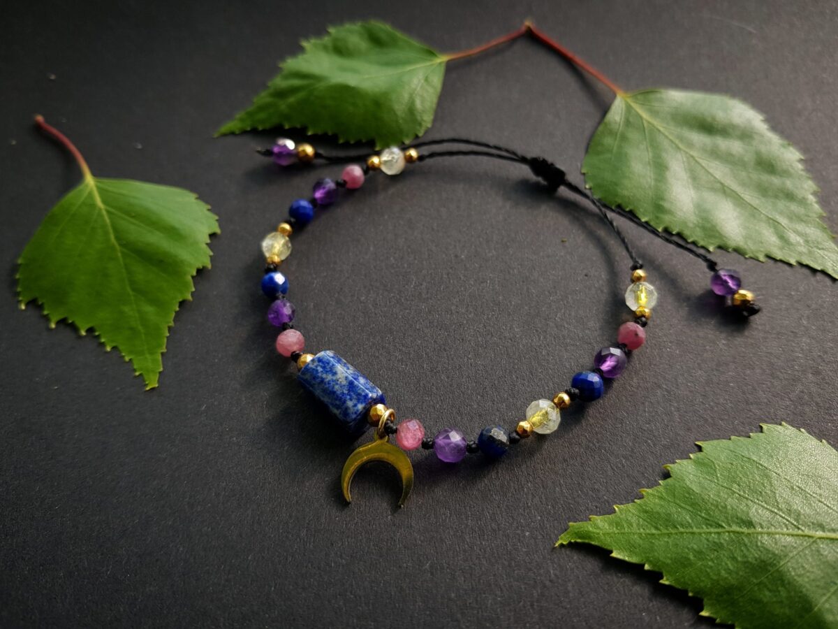 Bransoletka "Ochrona i Równowaga" - Lapis lazuli, Turmalin różowy, Ametyst, Cytryn - obrazek 8