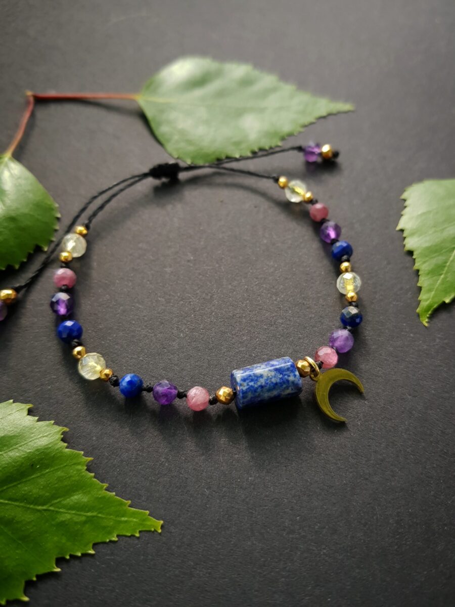 Bransoletka "Ochrona i Równowaga" - Lapis lazuli, Turmalin różowy, Ametyst, Cytryn - obrazek 5