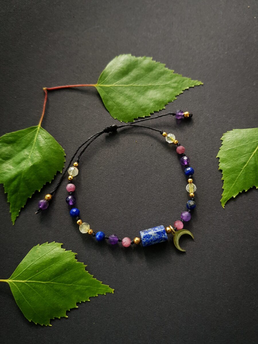 Bransoletka "Ochrona i Równowaga" - Lapis lazuli, Turmalin różowy, Ametyst, Cytryn - obrazek 6