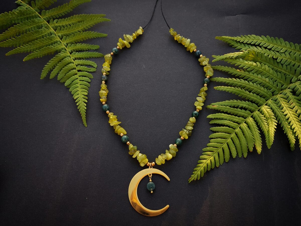 Naszyjnik "DobroByt" - Peridot, Agat mszysty