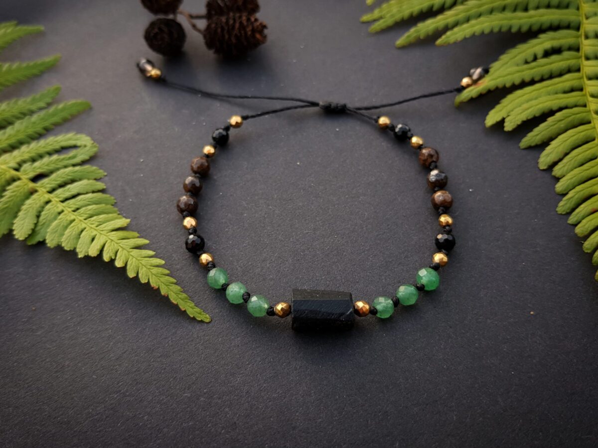 Bransoletka "Harmonia i Ochrona" - Turmalin, Awenturyn, Bronzyt