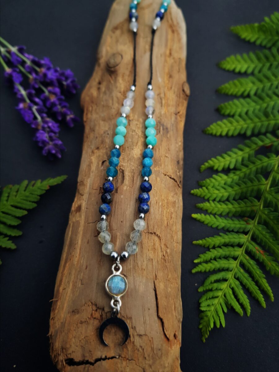 Naszyjnik "Nurt Spokoju" - Labradoryt, Amazonit, Lapis lazuli, Apatyt - obrazek 9