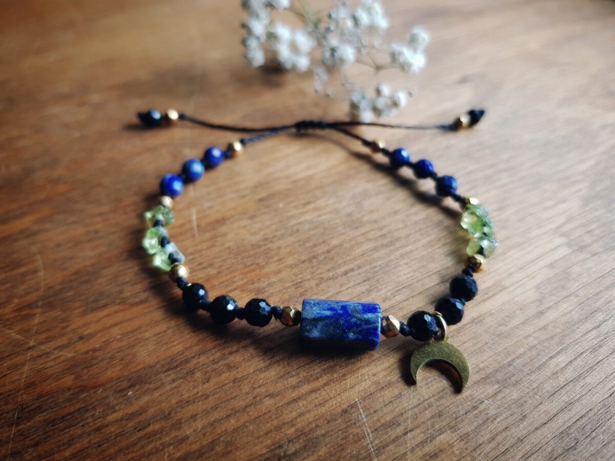 Bransoletka "Kosmos Możliwości" - Lapis lazuli, Turmalin, Peridot