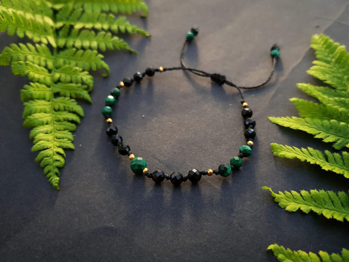 Bransoletka "Ochrona i Obfitość" - Turmalin, Malachit