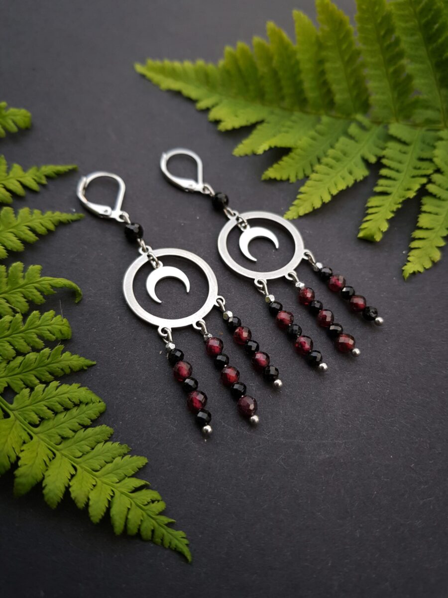 Kolczyki Księżycowe - Turmalin, Granat - obrazek 8