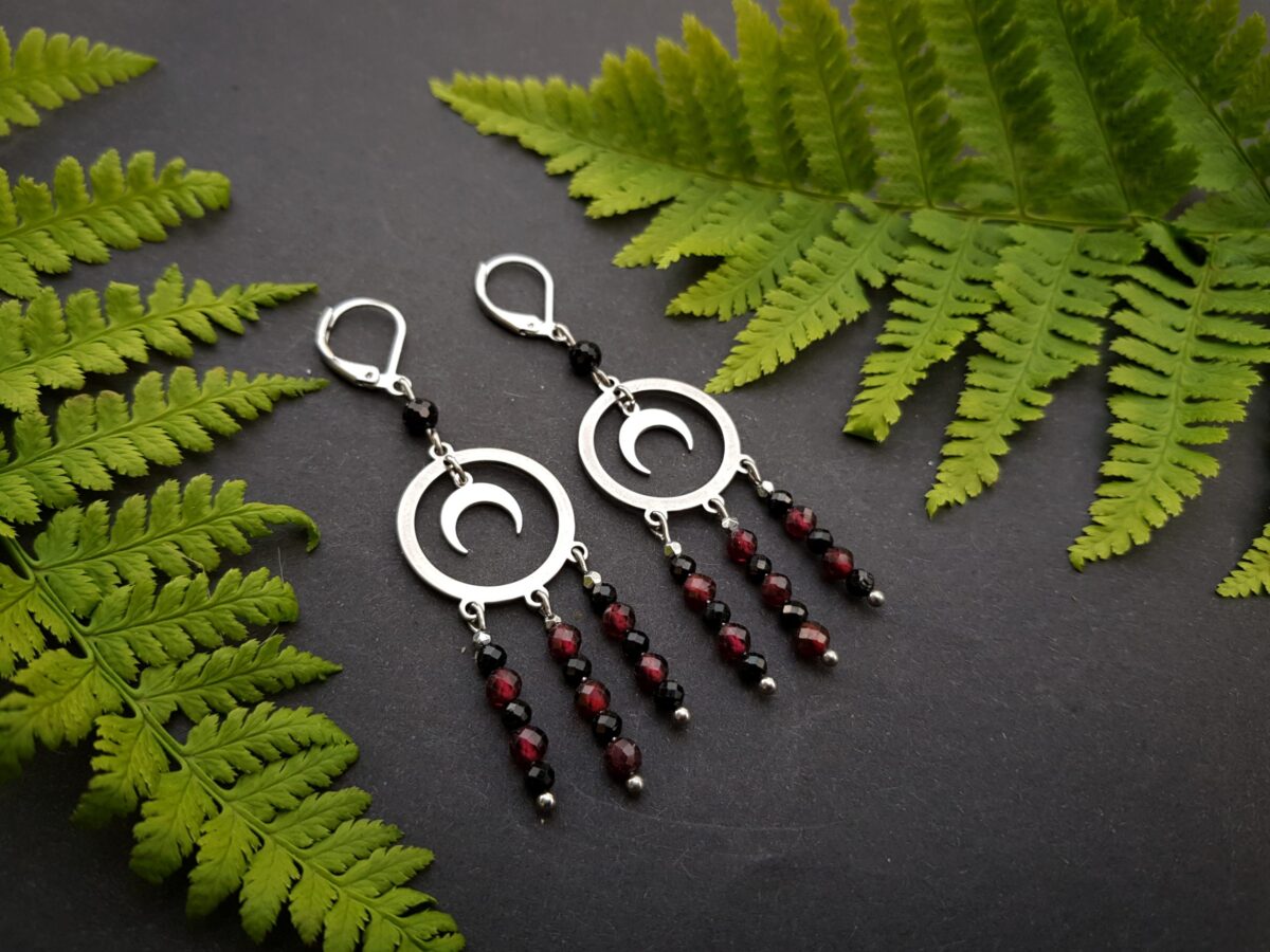 Kolczyki Księżycowe - Turmalin, Granat - obrazek 5