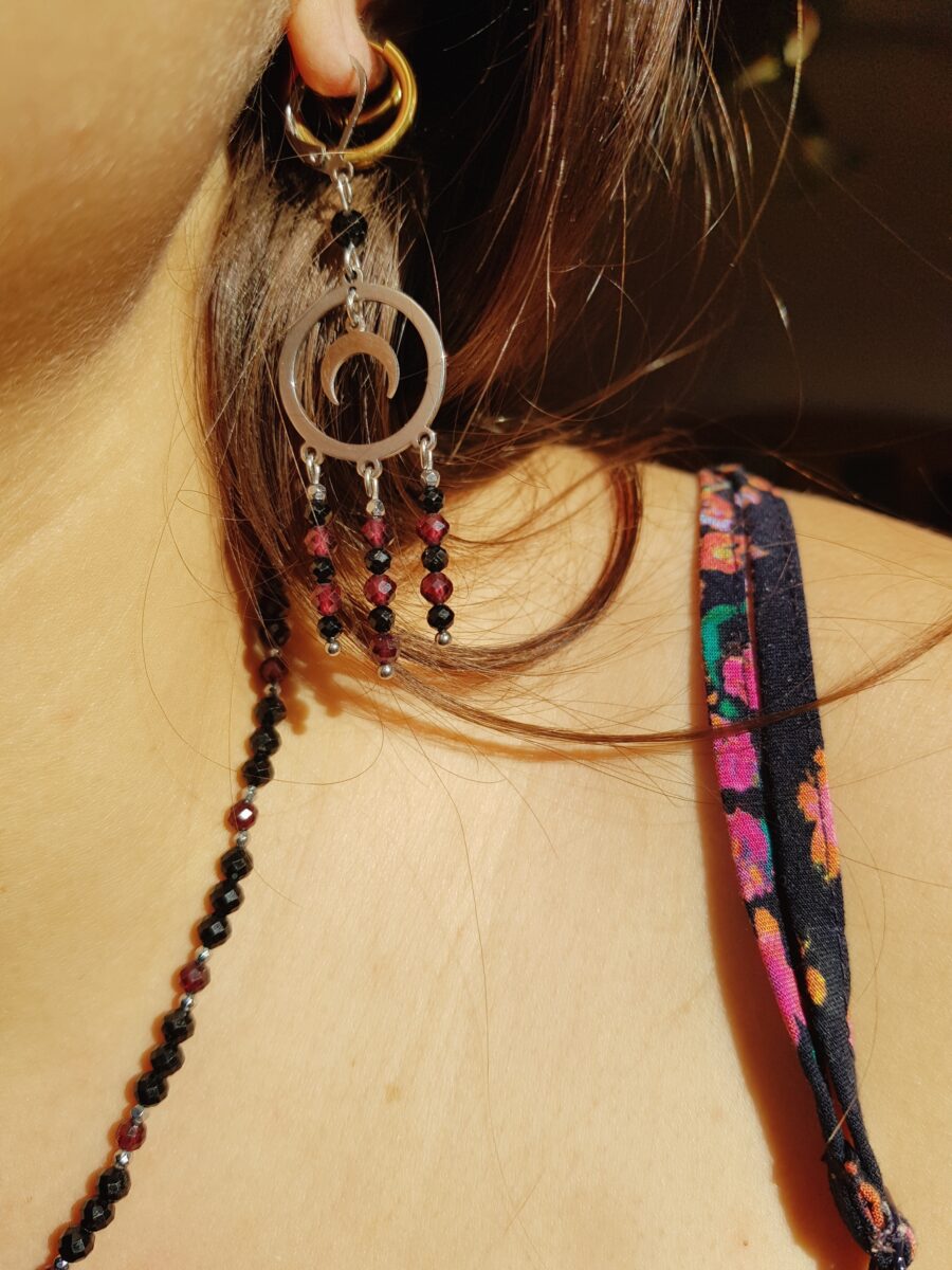 Kolczyki Księżycowe - Turmalin, Granat - obrazek 3