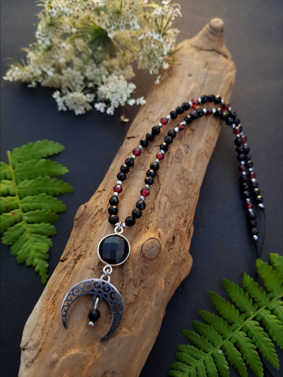 Naszyjnik "Amulet Ochronny" - Turmalin, Onyks, Granat - obrazek 2