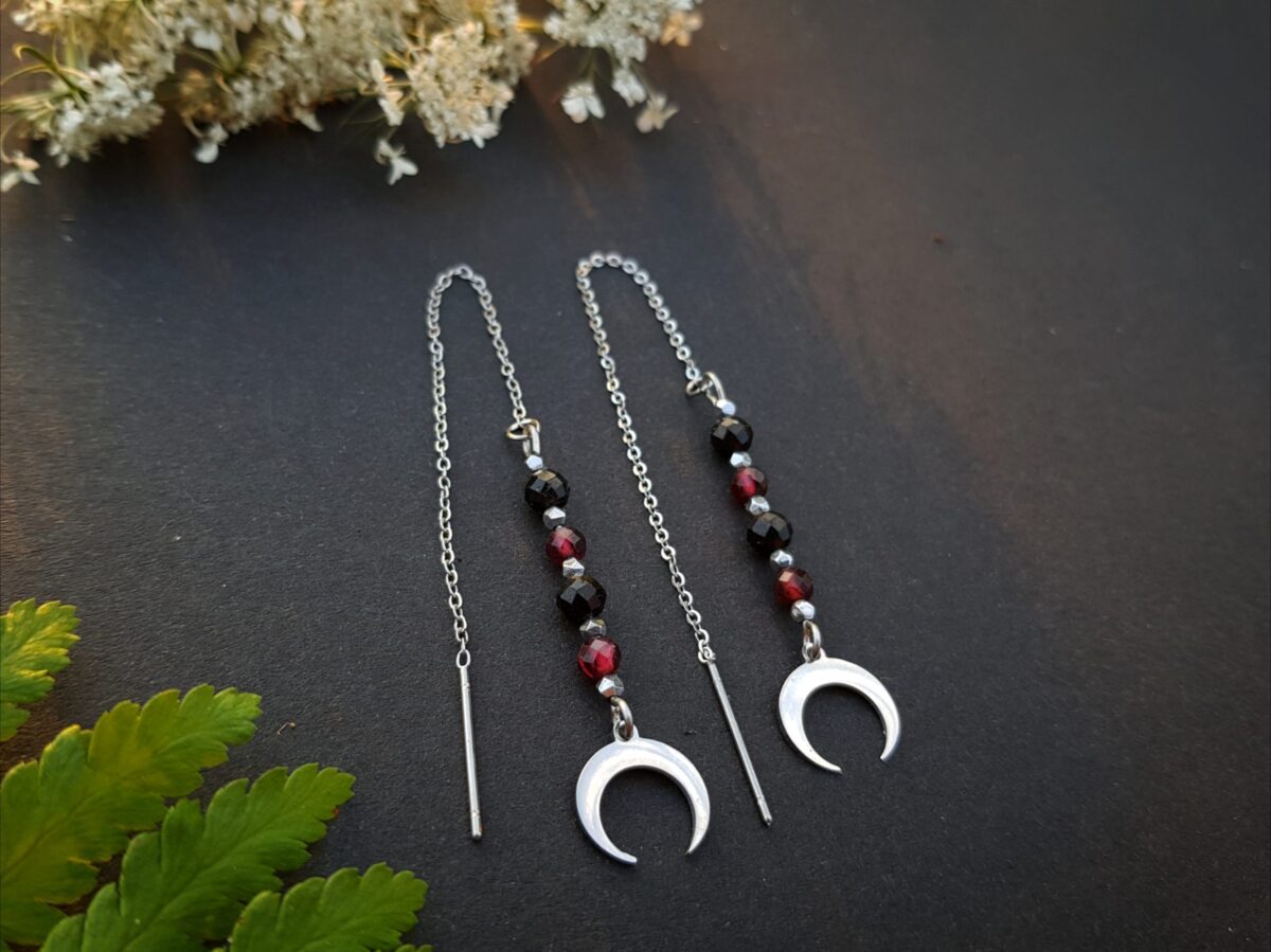 Kolczyki - "Amulet Ochronny" - Turmalin, Granat