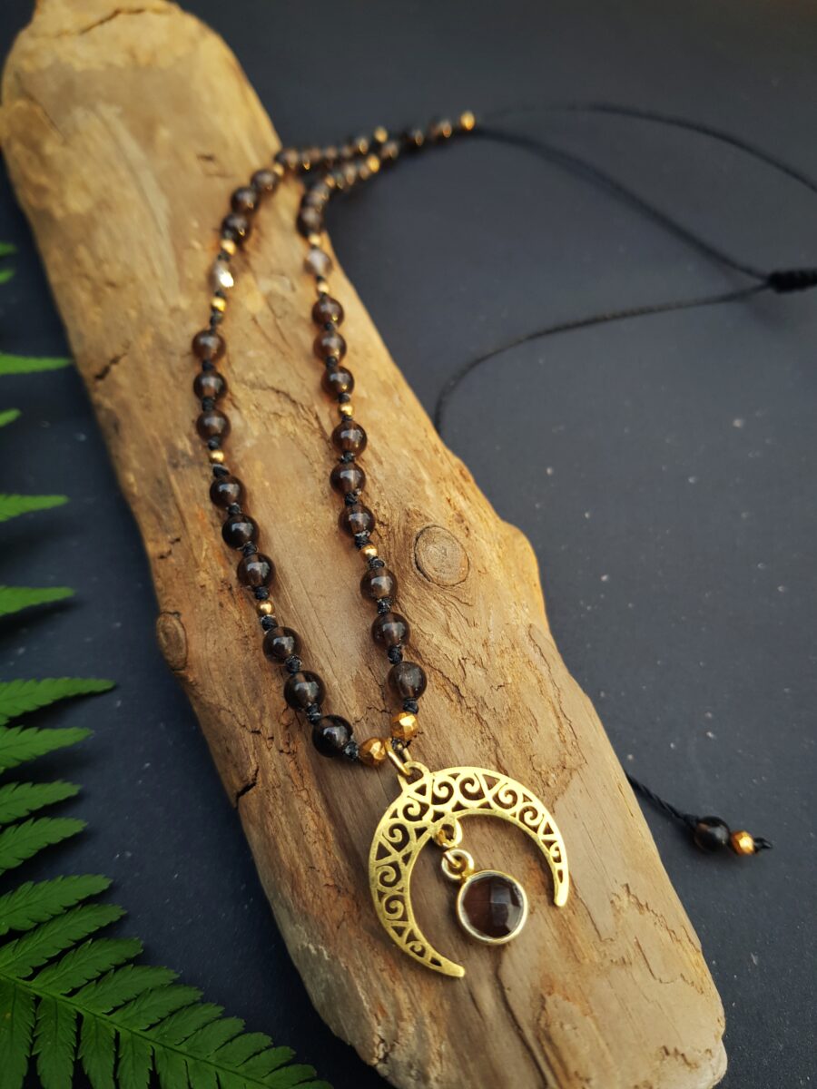 Naszyjnik "Lunula Zmiany" - Kwarc dymny - obrazek 3