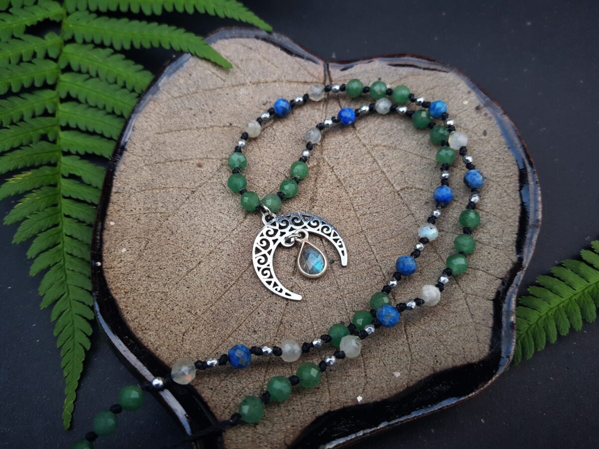 Naszyjnik "Czarodziejka" - Labradoryt, Awenturyn, Lapis lazuli