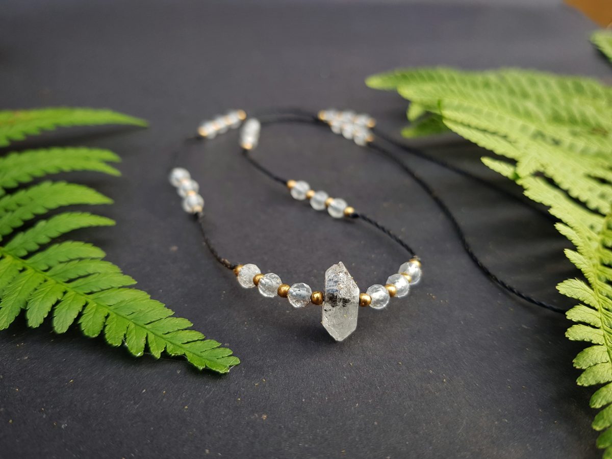 Naszyjnik "Energetyzujący" - Diament Herkimer, Kryształ górski