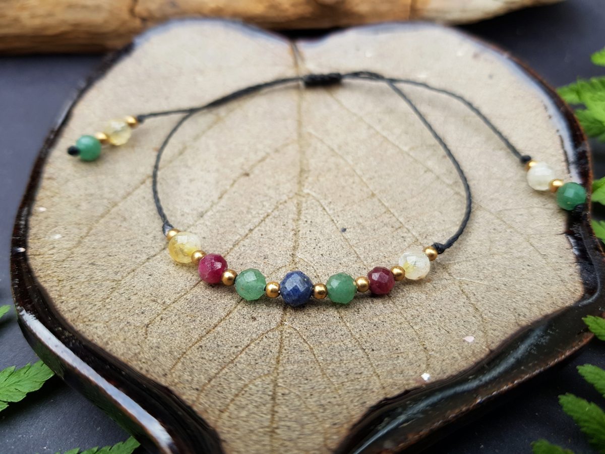 Minimalistyczna bransoletka "Wewnętrzne Światło" - Szafir, Awenturyn, Rubin, Cytryn