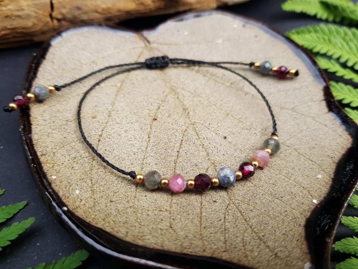 Minimalistyczna bransoletka "Harmonia" - Szafir, Granat, Turmalin różowy, Labradoryt - obrazek 5