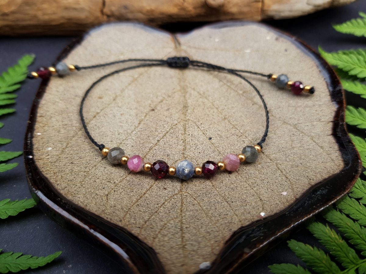 Minimalistyczna bransoletka "Harmonia" - Szafir, Granat, Turmalin różowy, Labradoryt - obrazek 2
