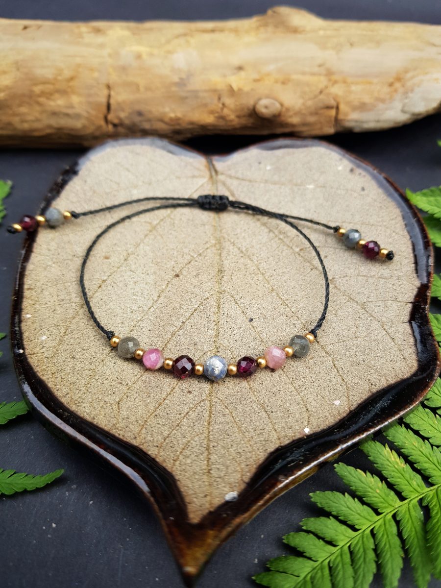 Minimalistyczna bransoletka "Harmonia" - Szafir, Granat, Turmalin różowy, Labradoryt - obrazek 6