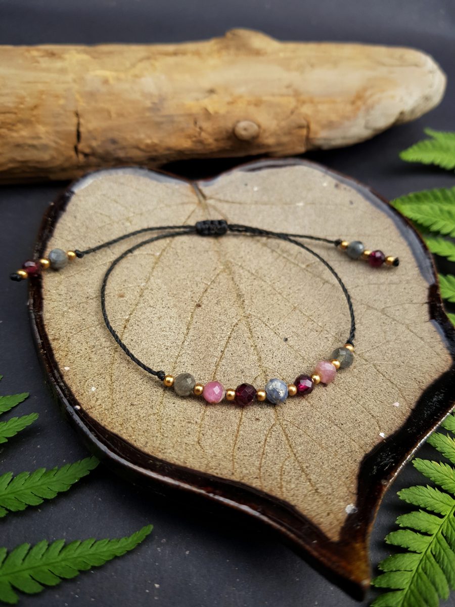 Minimalistyczna bransoletka "Harmonia" - Szafir, Granat, Turmalin różowy, Labradoryt - obrazek 3