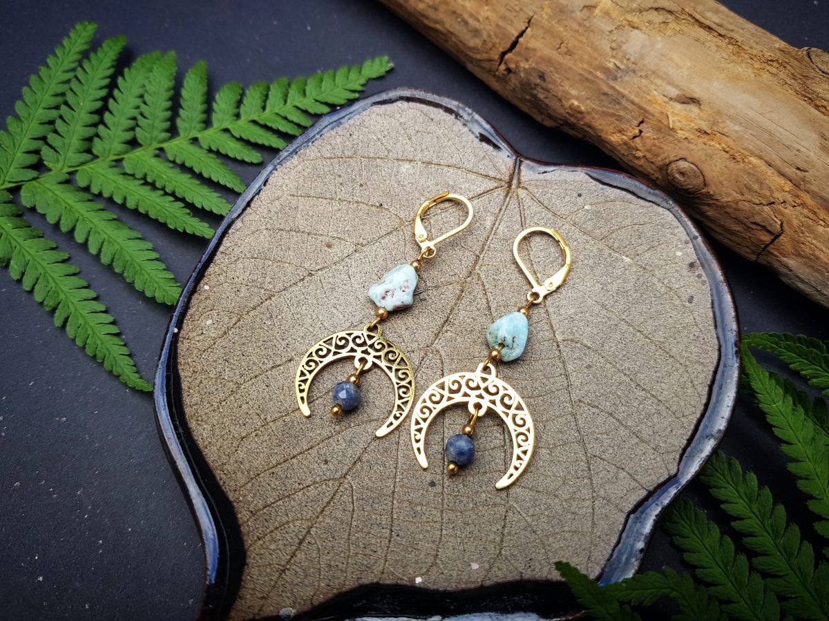 Kolczyki "Nowa Świadomość" - Larimar, Szafir - obrazek 12