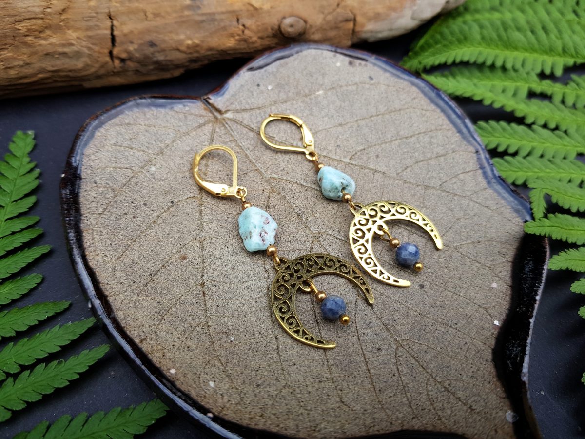 Kolczyki "Nowa Świadomość" - Larimar, Szafir - obrazek 11