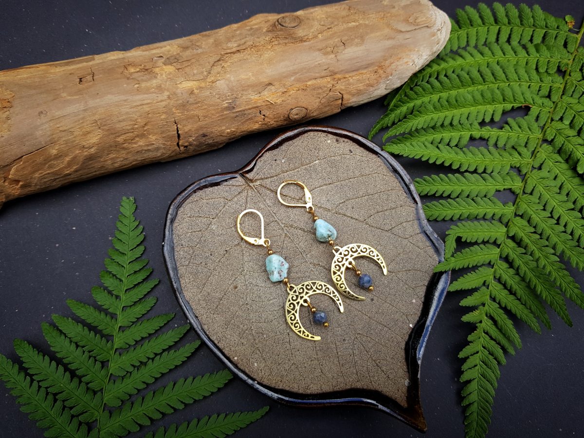 Kolczyki "Nowa Świadomość" - Larimar, Szafir - obrazek 7