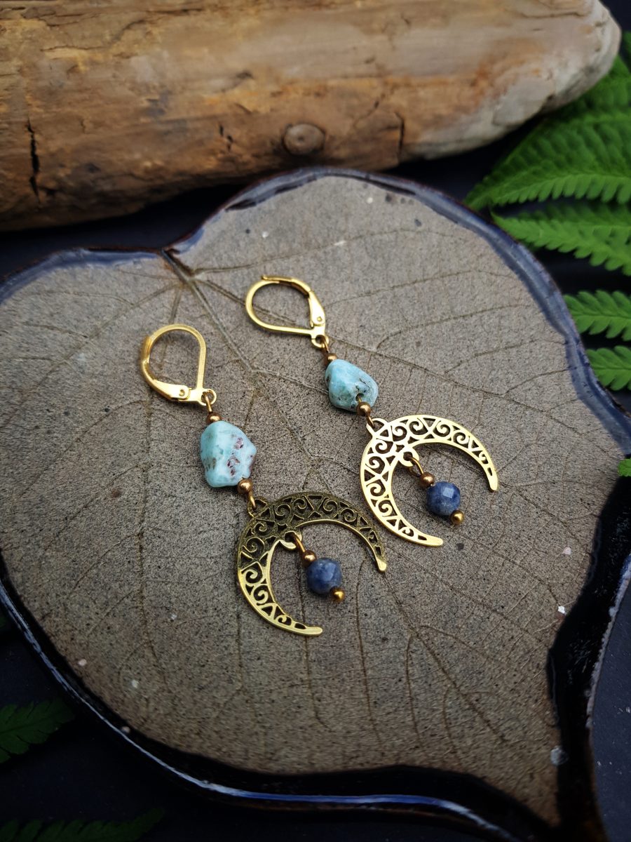 Kolczyki "Nowa Świadomość" - Larimar, Szafir - obrazek 6