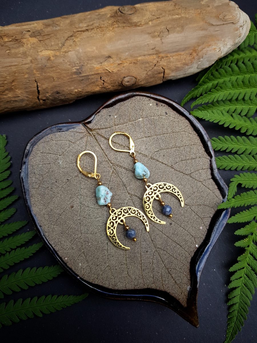 Kolczyki "Nowa Świadomość" - Larimar, Szafir - obrazek 5